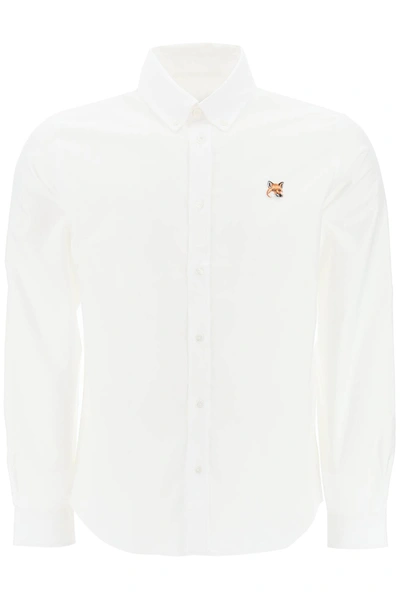 Shop Maison Kitsuné Fox Head Button-down Shirt In White