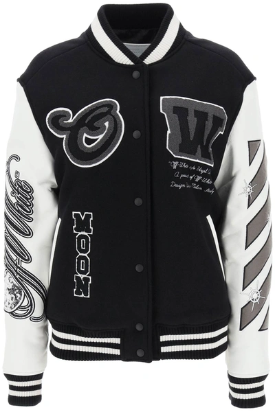 Shop Off-white Meteor Varsity Bomber Jacket In Mixed Colours