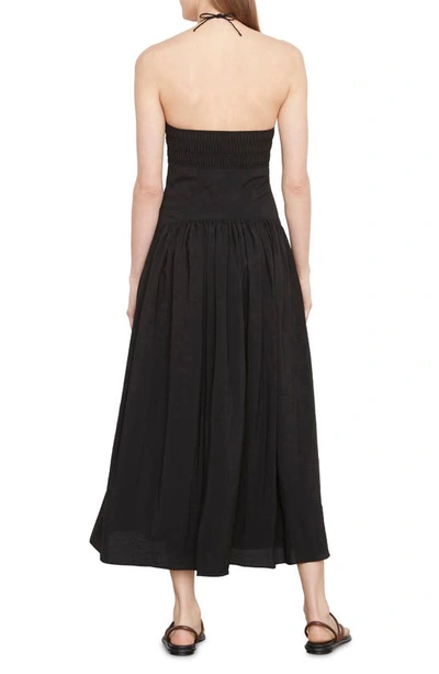 Vince Ruched Sweetheart Halter Midi Dress In Black