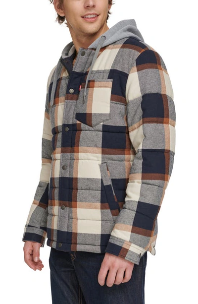 Levi's® Quilted Plaid Hooded Shacket In Skater Plaid
