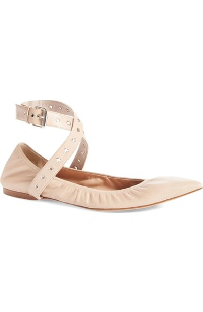 Shop Valentino 'love Latch' Pointy Toe Flat (women) In Nude Leather