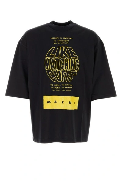 Shop Marni Man Black Cotton Oversize T-shirt