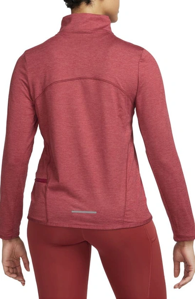 Shop Nike Dri-fit Swift Element Uv Quarter Zip Running Pullover In Noble Red/ Cedar/ Heather