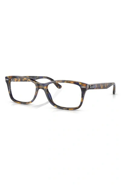 Shop Ray Ban 55mm Square Optical Glasses In Blue Havana
