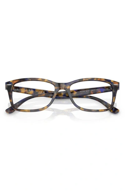 Shop Ray Ban 55mm Square Optical Glasses In Blue Havana