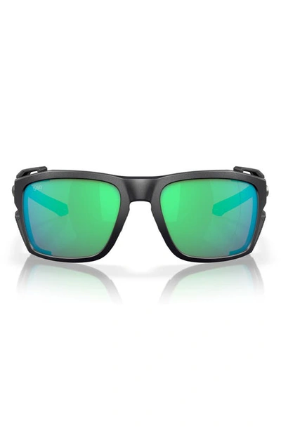 Shop Costa Del Mar King Tide 8 60mm Polarized Rectangular Sunglasses In Green