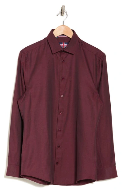 Shop Soul Of London Pin Dot Stretch Button-up Shirt In Burgundy