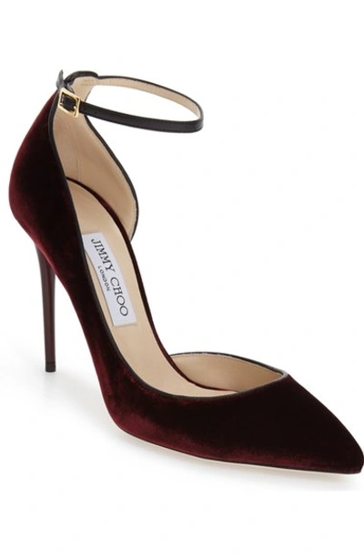 Jimmy Choo Lucy Half D'orsay Pointy Toe Pump (women) In Bordeaux