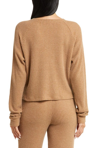 Shop Beyond Yoga Free Style Waffle Knit Pullover In Toffee