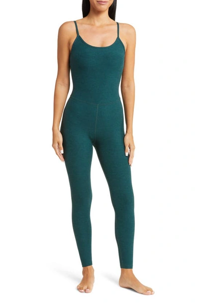 Shop Beyond Yoga Uplevel Space Dye Midi Jumpsuit In Midnight Green Heather