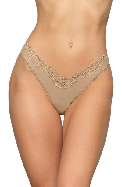 Shop Skims Fits Everybody Lace Thong In Clay