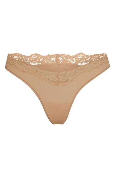 Shop Skims Fits Everybody Lace Thong In Clay