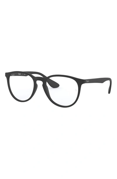 Shop Ray Ban Unisex Erika 51mm Keyhole Optical Glasses In Rubber Black