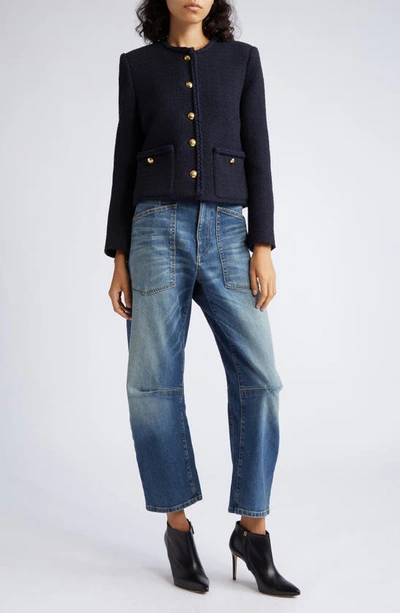 Nili Lotan Shon Barrel Jeans In Classic Wash In Classic Wash