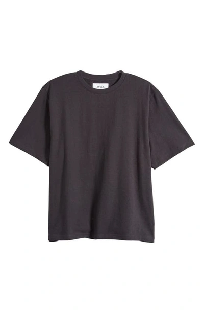 Wax London Dean Boxy Textured Organic Cotton T-shirt In Black