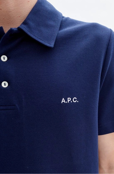 Shop Apc A.p.c. Austin Piqué Polo In Iak Dark Navy