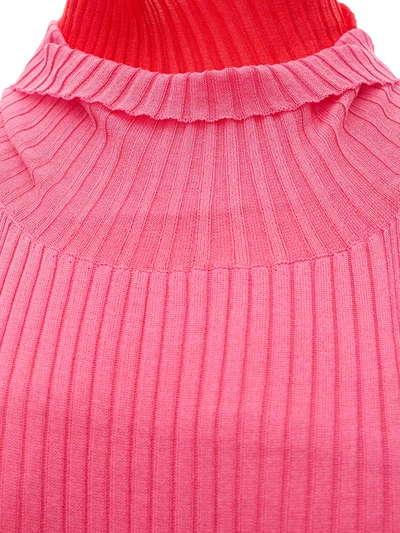 Shop Bottega Veneta Elegant Bicolor Fringed Pencil Women's Dress In Pink