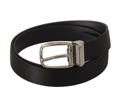Shop Dolce & Gabbana Elegant Silk Leather Belt With Logo Men's Buckle In Black
