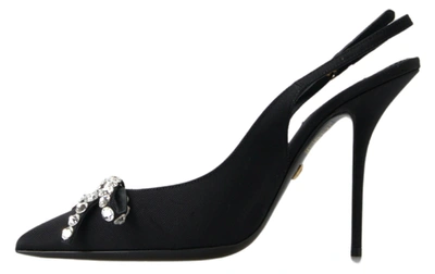 Shop Dolce & Gabbana Black Crystal Embellished Slingback Heel Women's Shoes