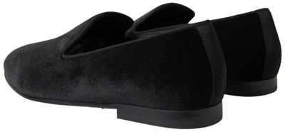 Shop Dolce & Gabbana Black Velvet Loafers Formal Men's Shoes