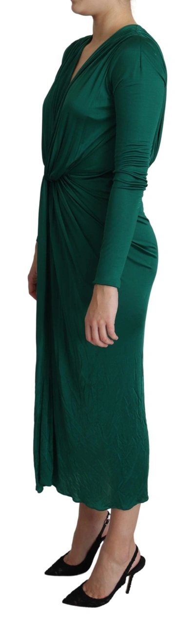 Pre-owned Dolce & Gabbana Dark Green Viscose Long Sleeve Midi Women's Dress ()
