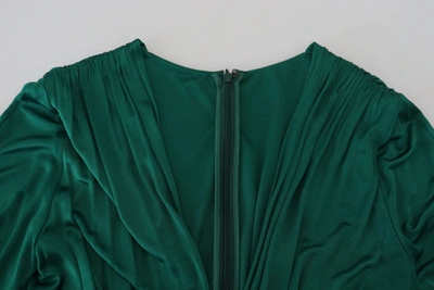 Pre-owned Dolce & Gabbana Dark Green Viscose Long Sleeve Midi Women's Dress ()