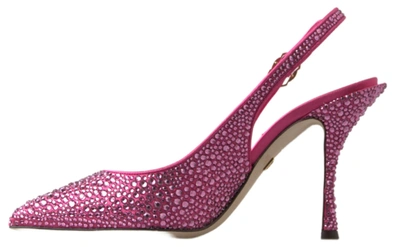 Shop Dolce & Gabbana Pink Slingbacks Crystal Pumps Women's Shoes