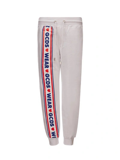 Shop Gcds Jogging White Sweatpants With Women's Logo