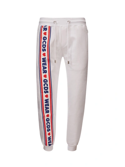Shop Gcds White Sweatpants With Men's Logo