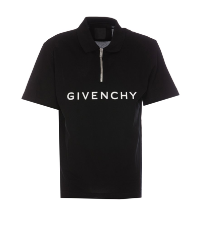 Shop Givenchy Logo Printed Collared Polo Shirt In Black