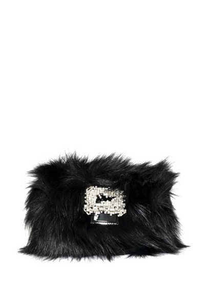 Shop Gedebe Top Zip Embellish Detailed Clutch Bag In Black