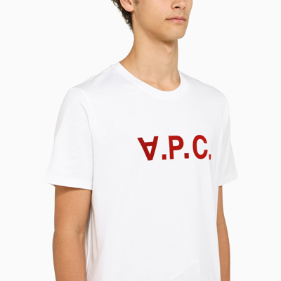 Shop Apc A.p.c. Logoed White Crewneck T Shirt
