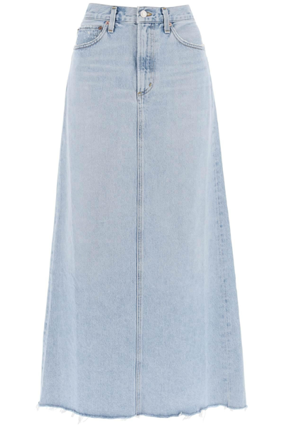 Shop Agolde Hilla Maxi Skirt In Denim