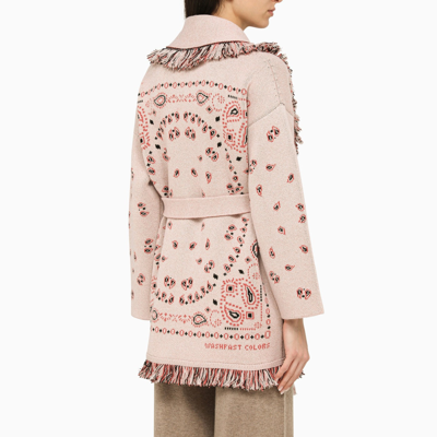 Shop Alanui Icon Jacquard Pink Cardigan