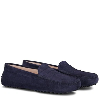 Shop Tod's Gommino Driving Shoes In Suede In Blue