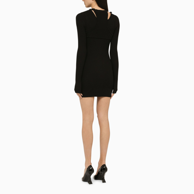 Shop Andreädamo Andreādamo Short Black Ribbed Dress