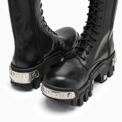 Shop Balenciaga Black Leather Bulldozer Boot