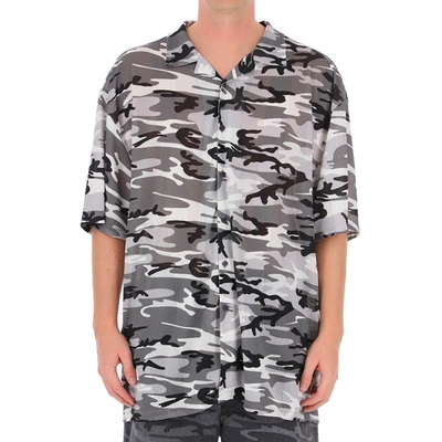 Shop Balenciaga Camouflage Print Shirt