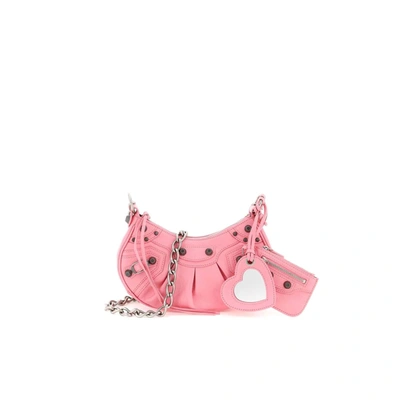 Balenciaga Women Pink Nappa Leather Le Cagole Xs Crossbody Bag