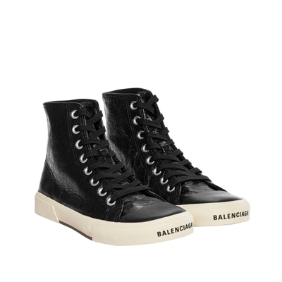 Balenciaga Paris Leather Sneakers Women In Black