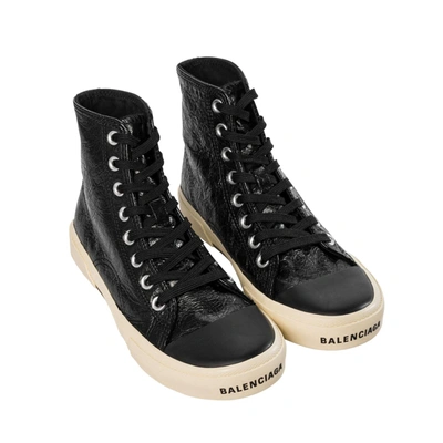 Balenciaga Paris Leather Sneakers Women In Black