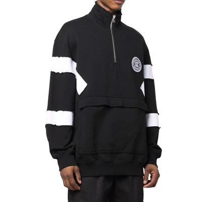 Shop Balmain Circle Logo Cotton Sweatshirt