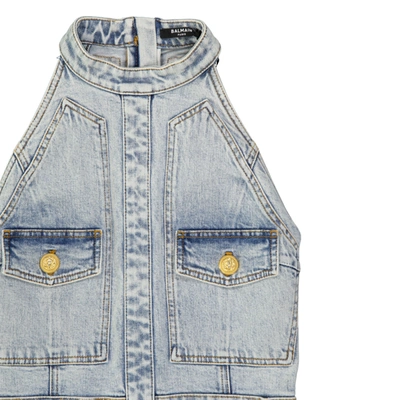 Shop Balmain Denim Mini Dress