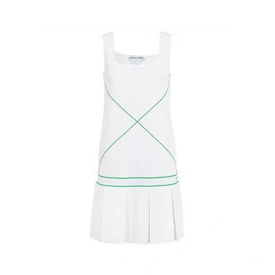 Bottega Veneta Pleated Embroidered Knitted Mini Dress
