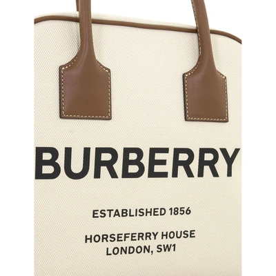 Shop Burberry Cube Horseferry Canvas Satchel Bag