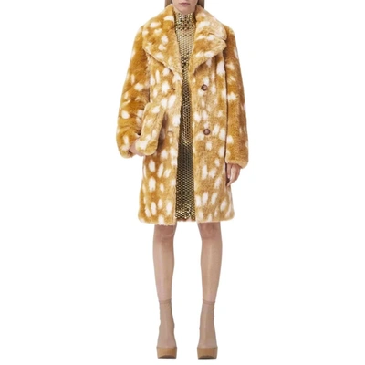 Burberry Runction Fawn Print Faux Fur Coat