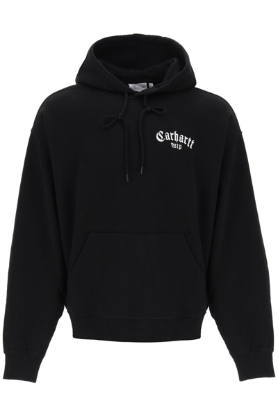 Shop Carhartt Wip Onyx Script Hoodie With Logo Embroidery