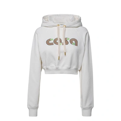 Shop Casablanca Cropped Logo Hoodie Sweatshirt