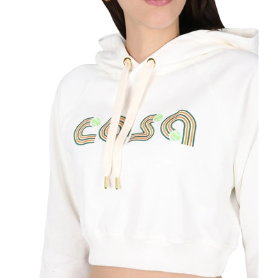 Shop Casablanca Cropped Logo Hoodie Sweatshirt