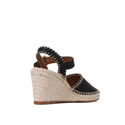 Shop Chloé Chloe' Leather Wedge Sandals